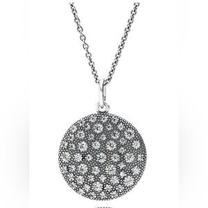 Pandora Round Silver Pendant with long chain